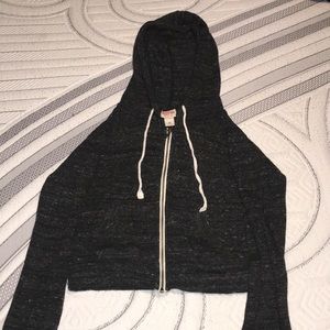 Dark grey crop zip up hoodie